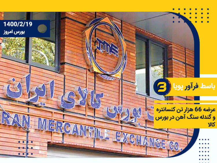 عرضه ۶۶ هزار تن کنسانتره و گندله سنگ آهن در بورس کالا